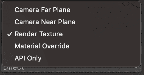 list of the render mode - playing a video in unity