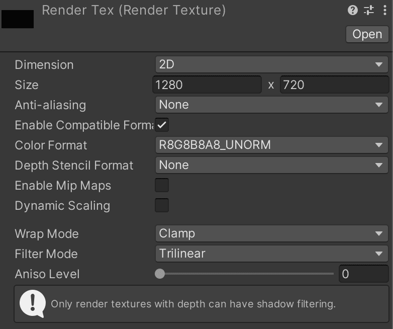 render texture size - playing a video in unity
