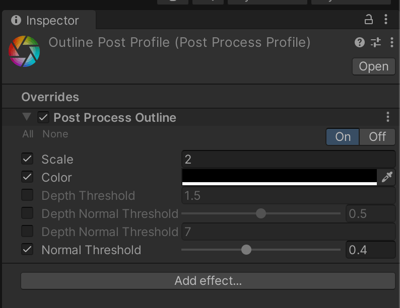 Post process profile - outline shader