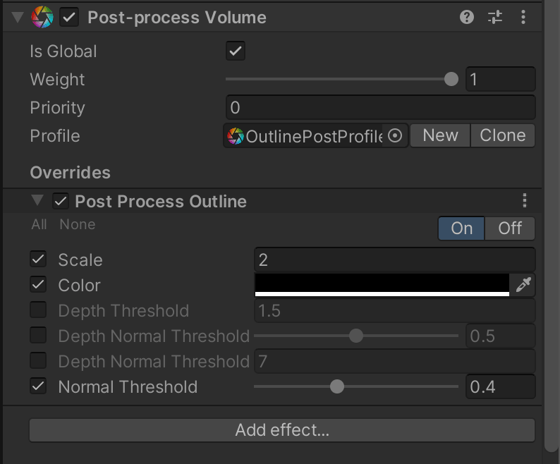 post process volume - outline shader