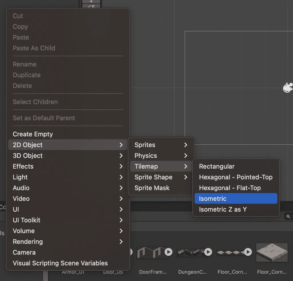create the isometric tilemap in Unity