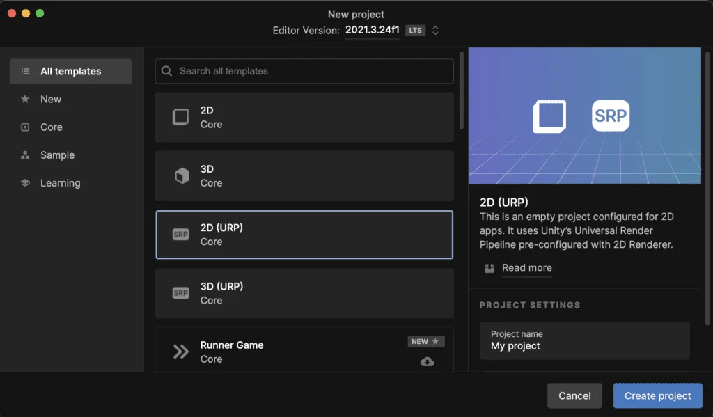 Unity 2d project with URP