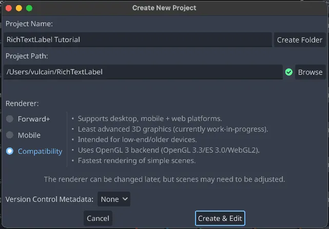 Create godot project - Display text with Godot