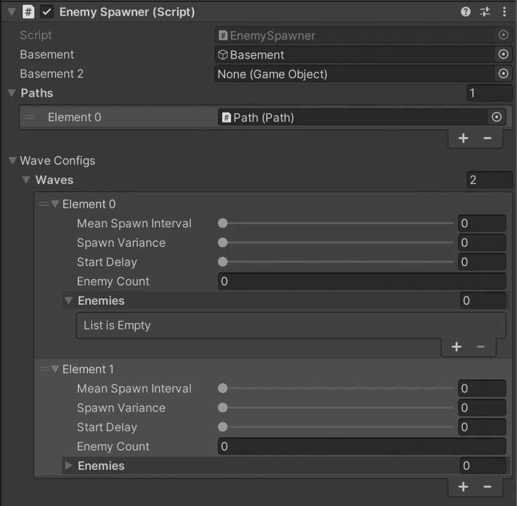 Enemy spawner property - tower defense game with unity