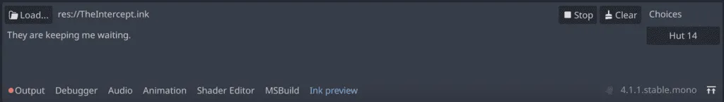 Test the Ink Story with Ink preview - Ink story Godot