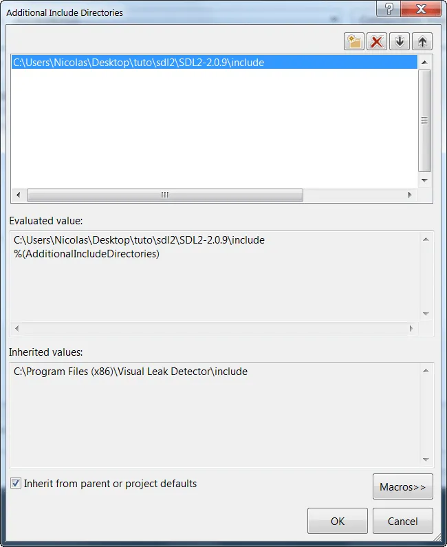Add SDL2 in the include path part2