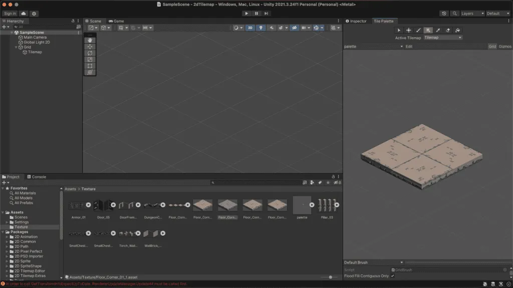 Isometric tile palette filled