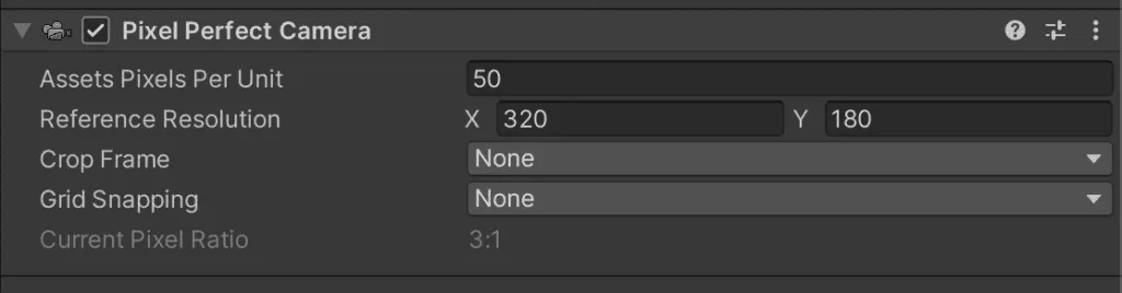 Pixel Perfect camera property