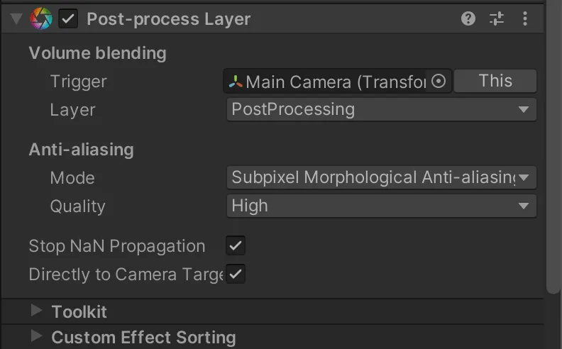Post process layer - outline shader