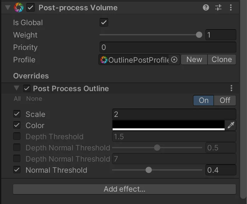 post process volume - outline shader