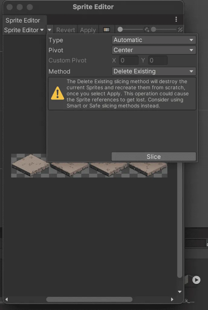 Sprite editor slicing - tilemap in unity