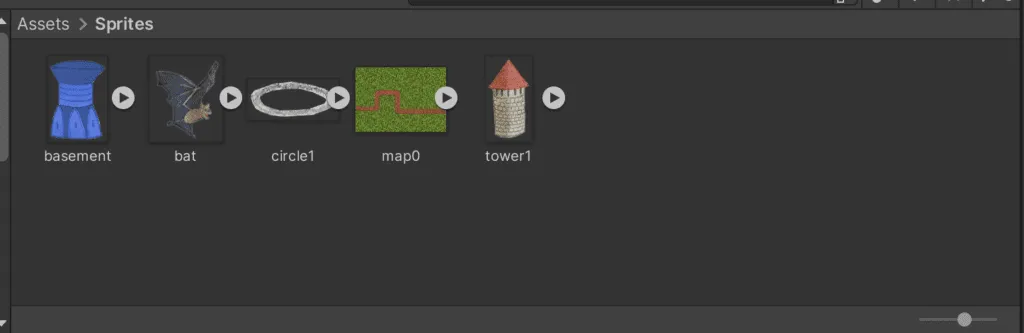 Sprites inside the folder - tower defense game with unity