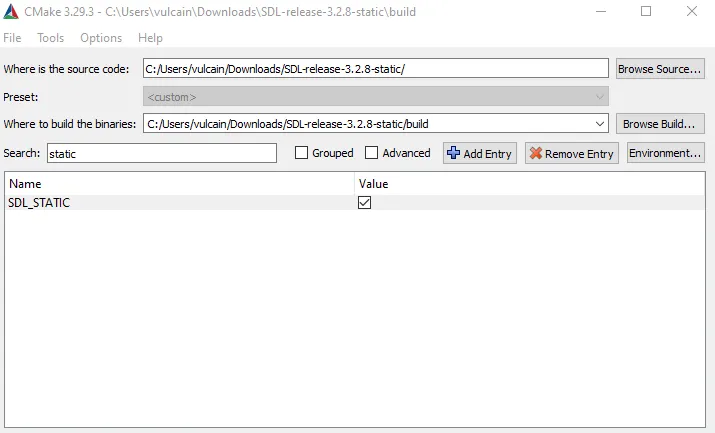 SDL_STATIC check CMake