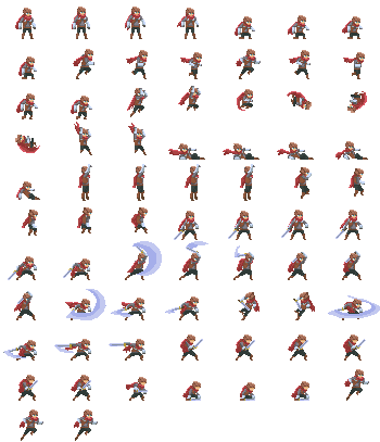 Spritesheet of an adventurer